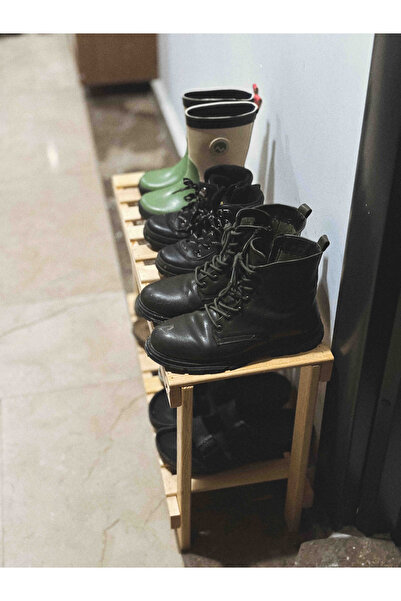 Wooden Factory Doğal Ahşap 2'li Ayakkabılık Raf , Dekoratif Antre ve Giriş Düzenleyici Dolap