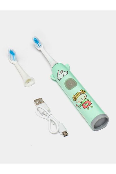 ABYZ Electric Toothbrush For Children With 2 Heads, Usb Charging, Green Color