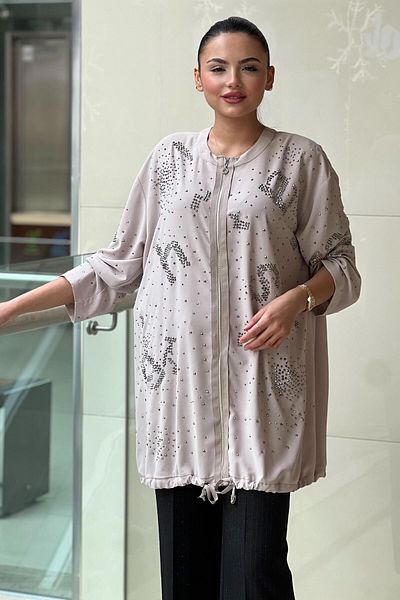 Ghisa Logo Stone Embroidered Long Cap Jacket