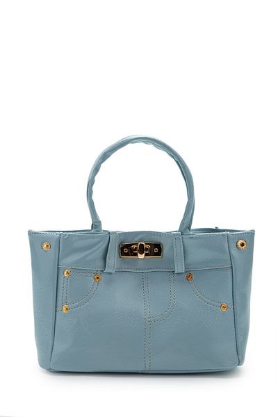 minebag Geantă de damă din piele artificială cu aspect Jean Dirty Baby Blue