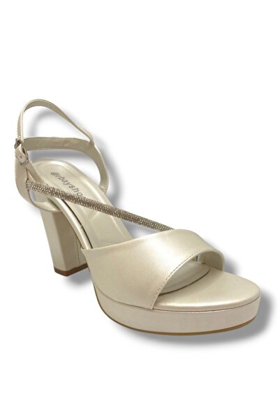 ERBAY 341-25 Γυναικεία πέδιλα με ψηλό τακούνι με σταυρωτές πέτρες