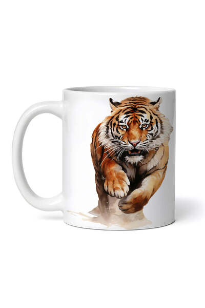 OEM Cană albă personalizată, Running Tiger, INOVATIX®. 330ml