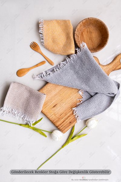 Durul 3 Pieces - 30X50Cm Diamond Pattern Decorative Kitchen Napkin, Kitchen Drying Towel