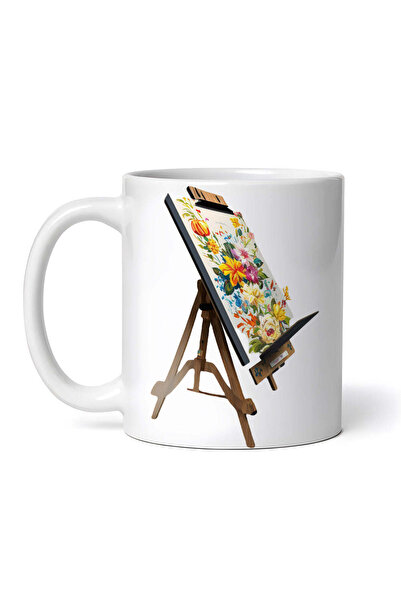 OEM Cană albă personalizată, șevalet cu flori, Inovatix®. 330 ml