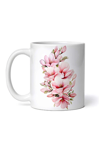 OEM Cană albă personalizată, ramură Magnolia, INOVATIX®. 330ml