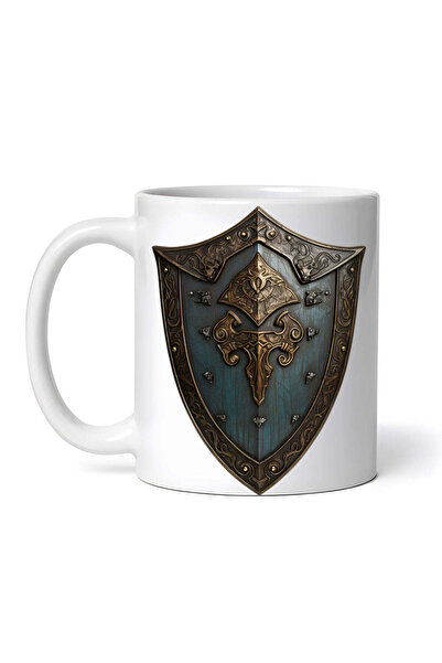 OEM Cană albă personalizată, Scut medieval, Inovatix®. 330 ml