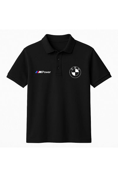 Edizen Bmw m Power Cotton Soft Texture Breathable Fabric Black Polo Neck T-Shirt Unisex