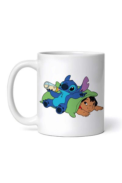 OEM Cană albă personalizată, Stitch, lapte de băut, Inovatix®. 330 ml