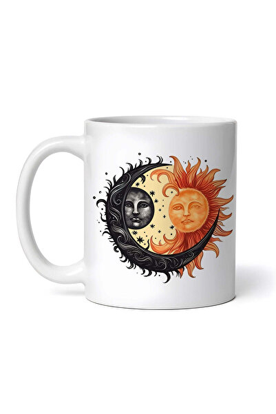 OEM Cană albă personalizată, Lună și Soare Divergente, Inovatix®. 330 ml