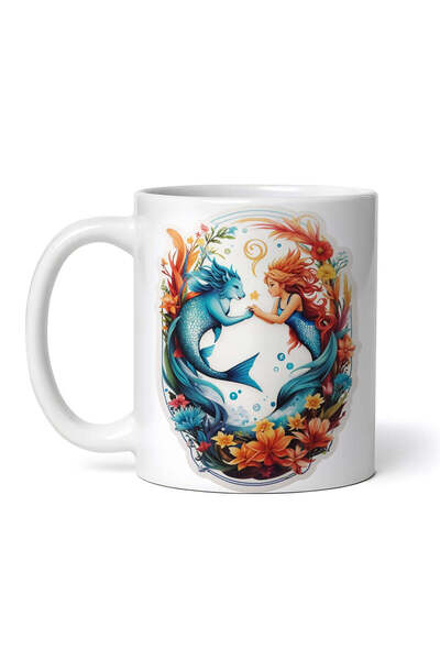 OEM Εξατομικευμένη Λευκή Κούπα, Γοργόνες Σύμβολο του Ζωδίου Ιχθύες, Inovatix®...