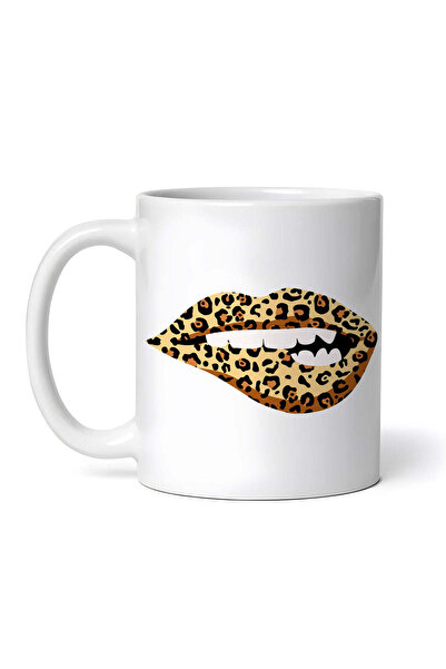 OEM Cană albă personalizată, Leopard Lips Bite, INOVATIX®. 330 ml