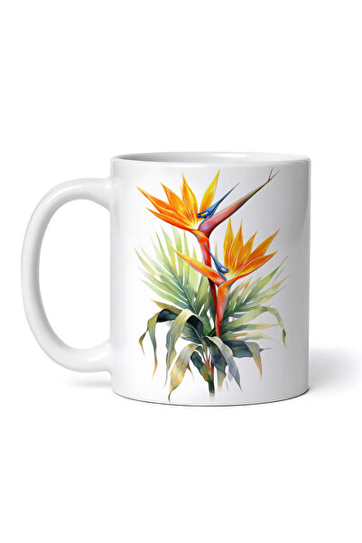 OEM Cană albă personalizată, Strelitzia exotică, Inovatix®. 330 ml