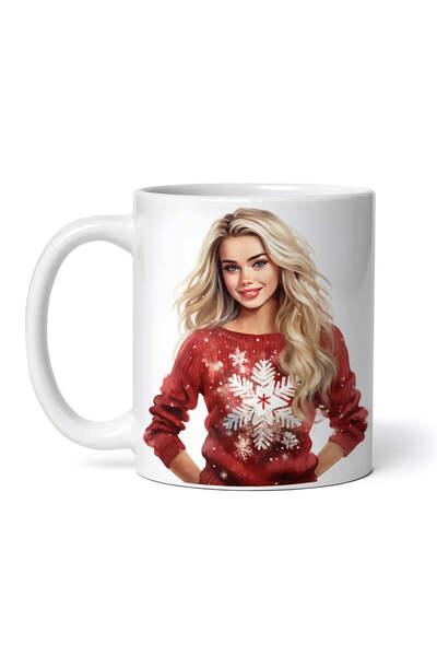 OEM Εξατομικευμένη λευκή κούπα, χειμερινό πουλόβερ Carmen, INOVATIX®. 330ml