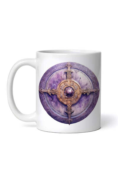 OEM Cană albă personalizată, scut viking mov, Inovatix®. 330 ml