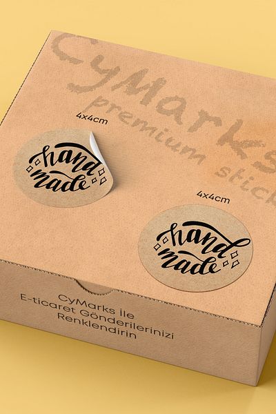 alışveriş kurdu Hand Made Written Sticker Packaging Shipping Packaging Label - 4X4Cm 70 Pieces