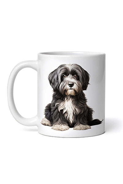 OEM Cană albă personalizată, Terrier tibetan negru, Inovatix®. 330 ml