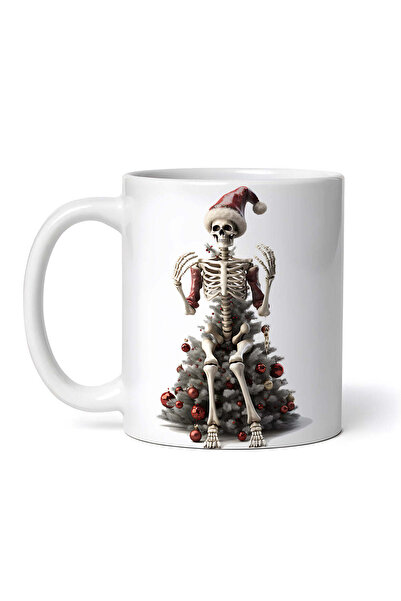 OEM Cană albă personalizată, Schelet stând pe un copac alb, INOVATIX®. 330ml