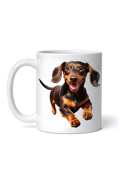 OEM Cană albă personalizată, Dachshund alergător, INOVATIX®. 330ml