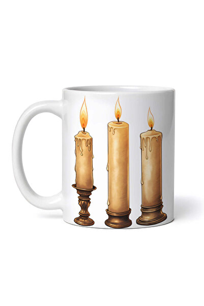 OEM Cană albă personalizată, Lumânări aprinse, INOVATIX®. 330ml