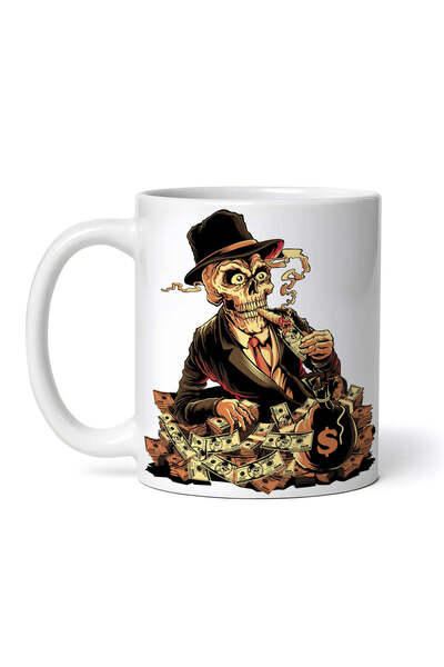 OEM Cană albă personalizată, schelete cu bani, Inovatix®. 330 ml