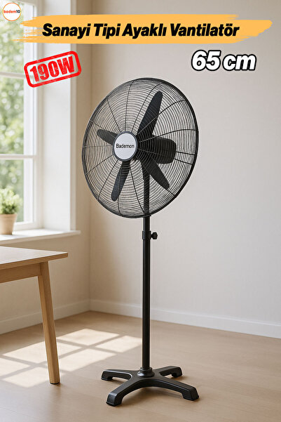 Industrial 65 cm 190 W Standing Fan Silent Industrial Powerful Fan Suitable for Large Areas