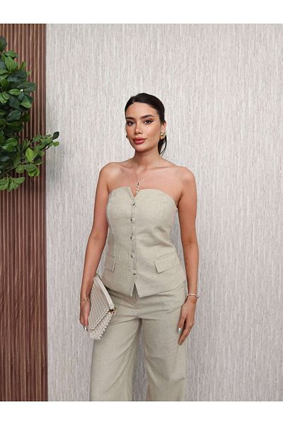ESRAHELVACI Straples Linen Trousers Set