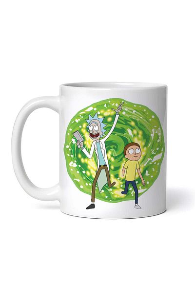 OEM Personalized white mug, Rick and Morty come out of the portal, INOVATIX®. 330 ml