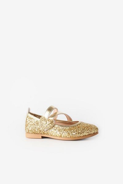 Le Mabelle Gold Heart Velcro Girls' Shoes