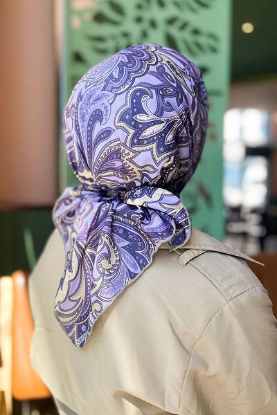 Sultan Eşarp Sultan Soft Cotton Scarf - Ρετρό μοτίβο - SSE0238-13 - Μωβ, Πράσινο
