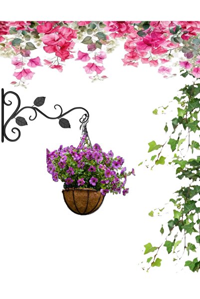 BGA bahçe balkon dekoratif sepet saksı ve metal saksı askısı iç,dış mekan bit...