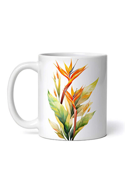 OEM Cană albă personalizată, Strelitzia cu muguri, Inovatix®. 330 ml