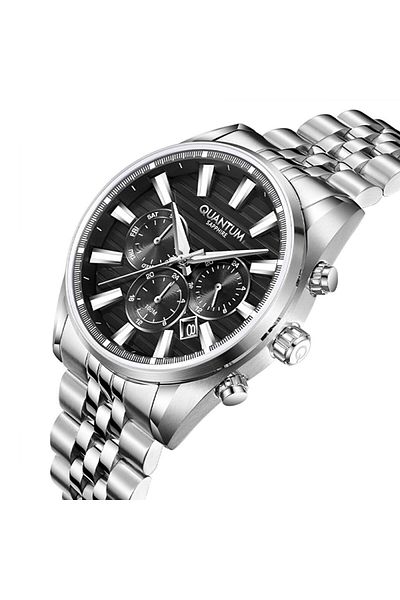 Quantum Pwg1194.350 Sapphire Glass Steel Men's Wristwatch Clock
