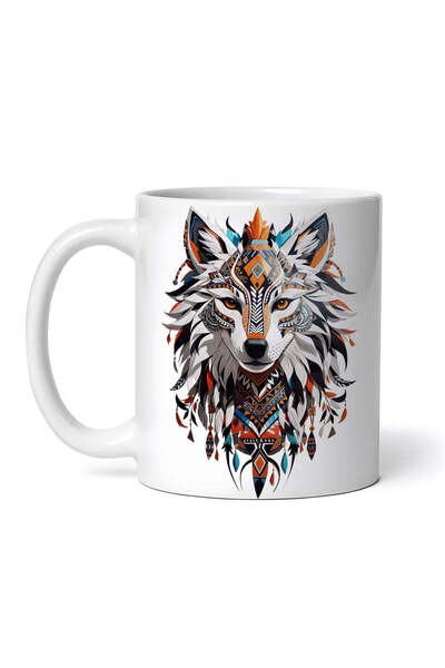 OEM Εξατομικευμένη Λευκή Κούπα, Ινδικός Λύκος, Inovatix®. 330ml