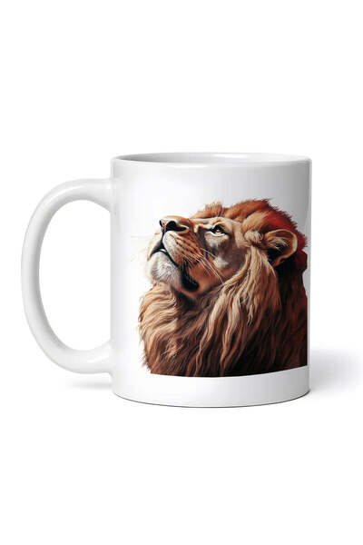 OEM Εξατομικευμένη Λευκή Κούπα, Σκεπτόμενο Λιοντάρι, Inovatix®. 330ml