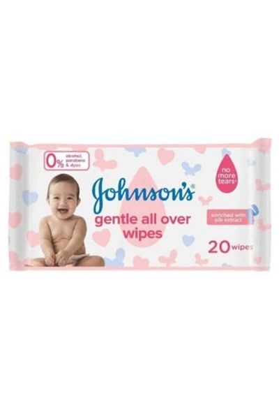 Johnson Baby Wipes for Gentle Cleaning, 20 Wipes