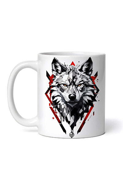 OEM Εξατομικευμένη Λευκή Κούπα, Κρυστάλλινος Λύκος, Inovatix®. 330ml