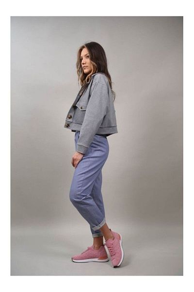 FASHIONLAND Short Soft Jacket With Patch Pockets Elsa One Size Gray