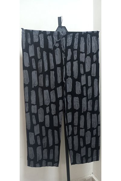 AKŞEN GİYİM Plus Size Cotton Woven Viscosa Fabric Full Summer High Elastic Waist Loose Leg Pants