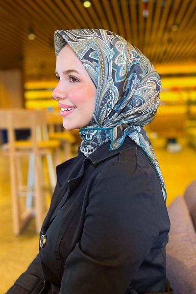 Sultan Eşarp Sultan Soft Cotton Scarf - Ρετρό μοτίβο - SSE0238-02 - Μαύρο, Πράσινο