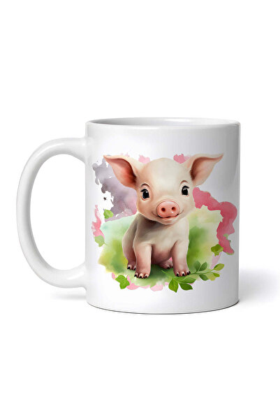 OEM Cană albă personalizată, Pui de Porc, INOVATIX®. 330 ml