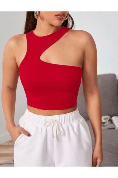 Lorya Giyim Kadın Fitilli Kaşkorse Kumaş Örme OMUZ DEKOLTELİ Açık Kolsuz Bluz