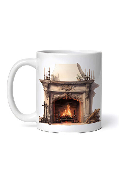 OEM Cană albă personalizată, șemineu, Inovatix®. 330 ml