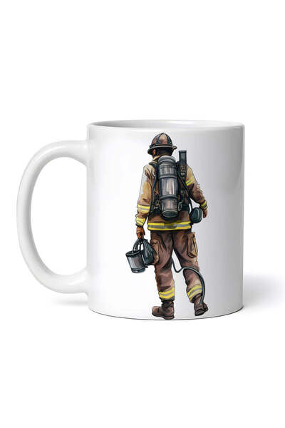 OEM Cană albă personalizată, Pompier cu tub de oxigen, INOVATIX®. 330ml