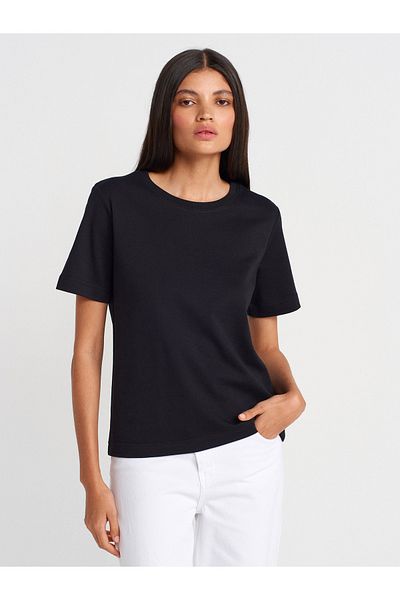Dilvin 31763 Crew Neck T-Shirt-Black