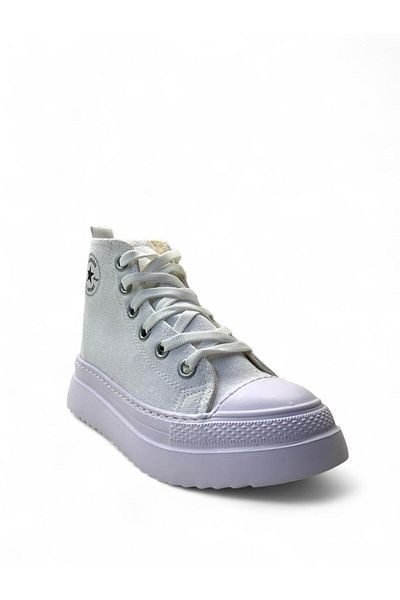 Tuğba Ortopedi 903 Unisex Kids White Linen High Top Sneaker