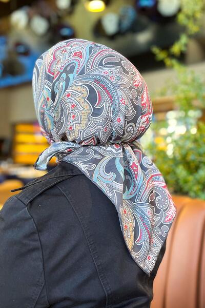 Sultan Eşarp Sultan Soft Cotton Scarf - Ρετρό μοτίβο - SSE0238-05 - Μαύρο, Γκρι, Μπορντό