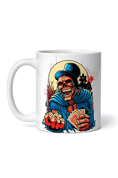 OEM Cană albă personalizată, schelet cu cărți de joc, Inovatix®. 330 ml