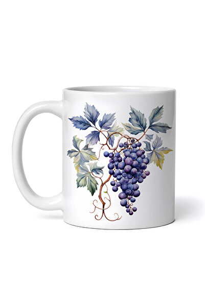 OEM Cană albă personalizată, struguri negri cu frunze, Inovatix®. 330 ml