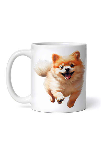 OEM Cană albă personalizată, Pomeranian alergător, INOVATIX®. 330ml