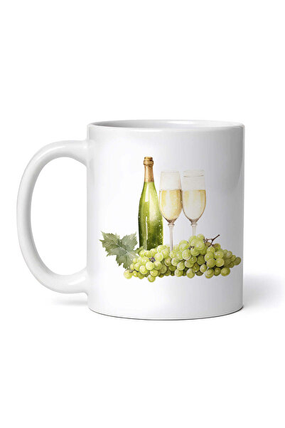 OEM Cană albă personalizată, șampanie și struguri, Inovatix®. 330 ml